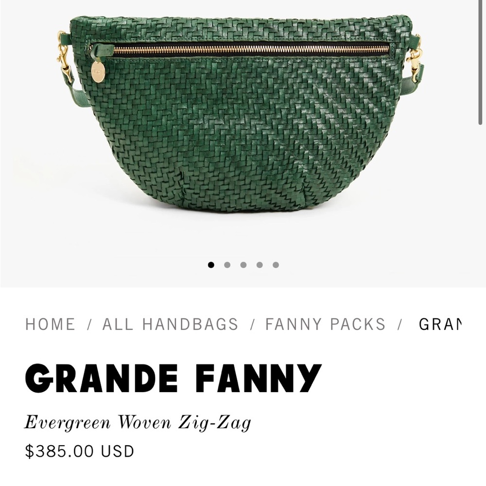 Clare V Grande Fanny Woven Evergreen